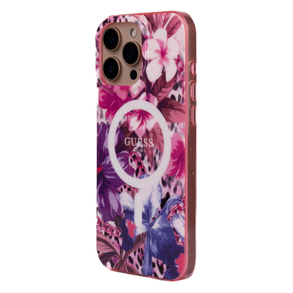 Guess iPhone 16 Pro Max Orjinal Lisanslı M-safe Şarj Özellikli IML Baskılı Jungle Ring Kılıf