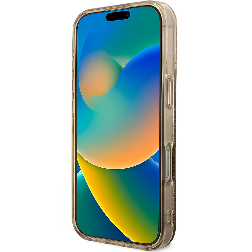 Guess iPhone 16 Pro Max Orjinal Lisanslı M-safe Şarj Özellikli IML Peony ve 4G Desenli Klasik Logolu Kılıf