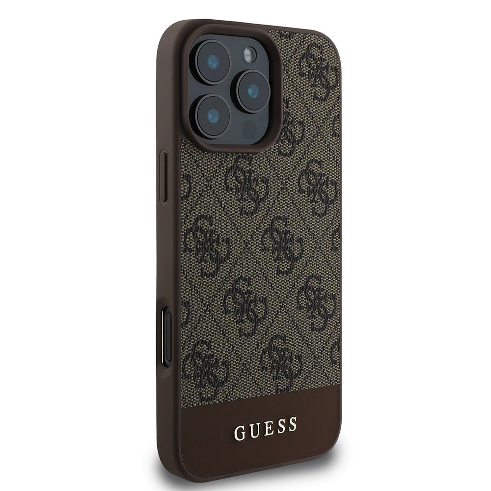 Guess iPhone 16 Pro Max Orjinal Lisanslı Magsafe Şarj Özellikli PU Deri Şerit Logo Dizaynlı Telefon Kılıfı - 18