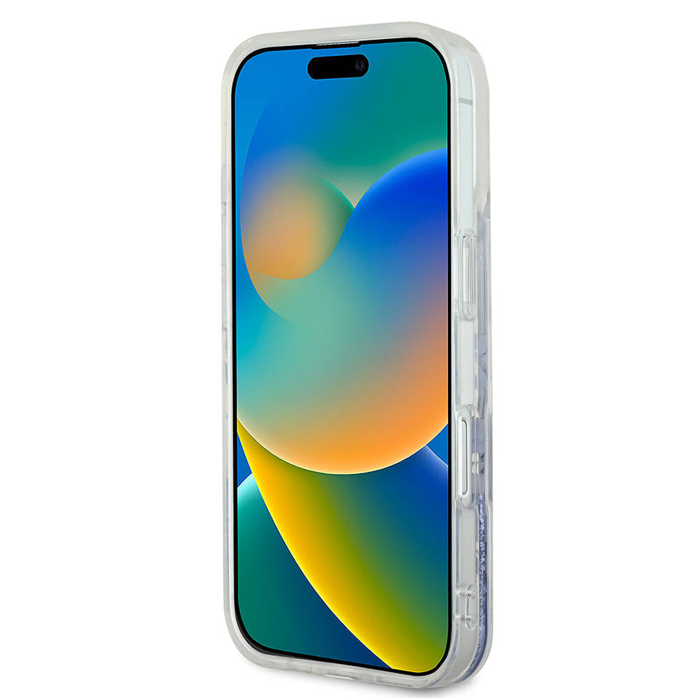 Guess iPhone 16 Pro Max Orjinal Lisanslı Magsafe Şarj Özellikli Sıvılı Simli Çiçek Desenli Telefon Kılıfı - 18