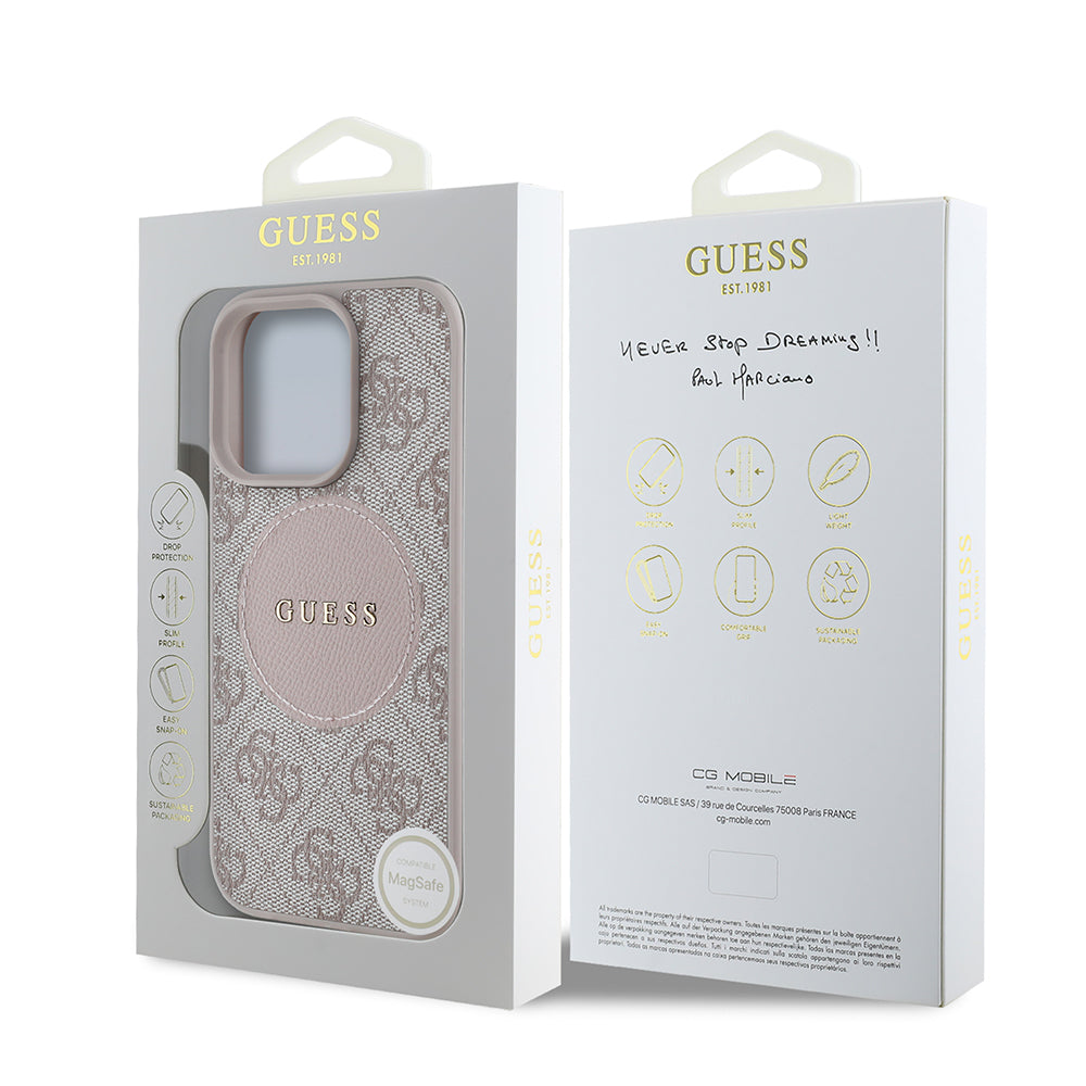Guess iPhone 16 Pro Max Orjinal Lisanslı Magsafe Şarj Özellikli Yazı Logolu Circle Classic Kılıf