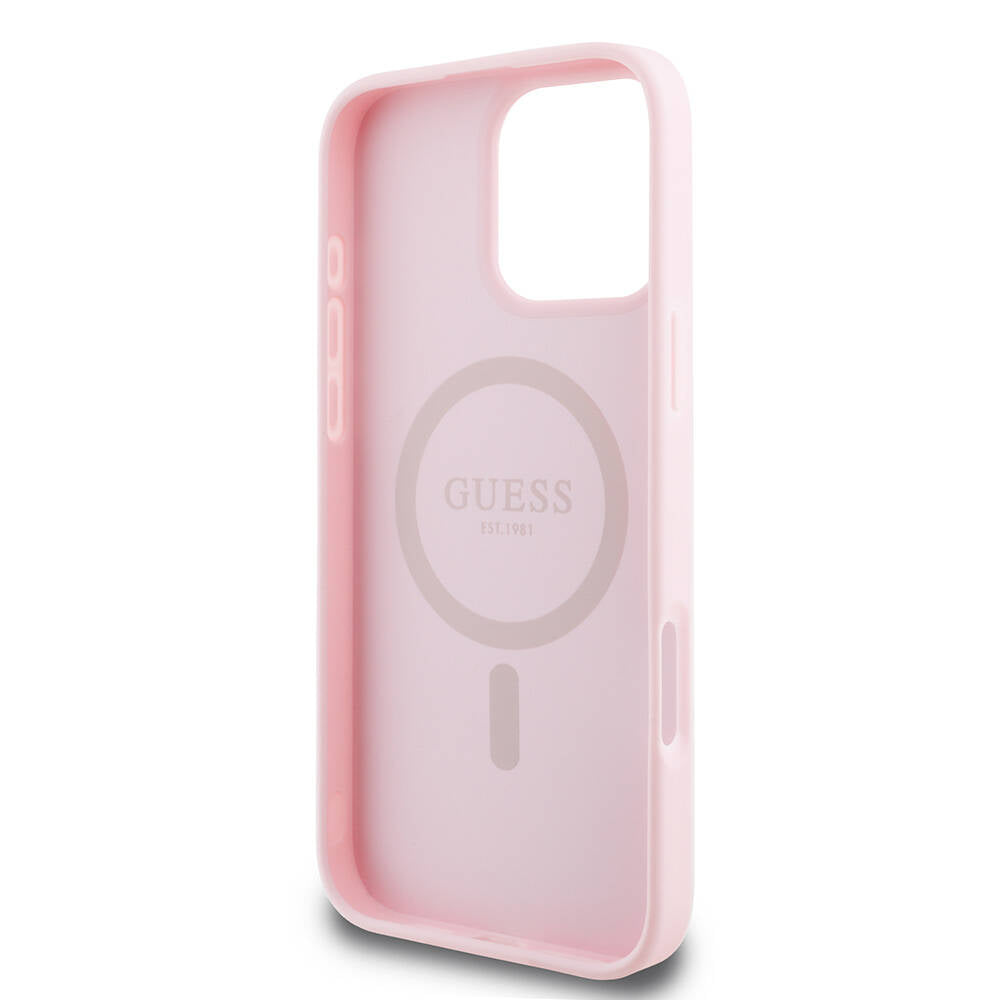 Guess iPhone 16 Pro Max Orjinal Lisanslı Magsafe Şarj Özellikli Yazı Logolu Grained Telefon Kılıfı - 7