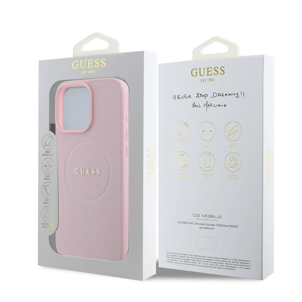 Guess iPhone 16 Pro Max Orjinal Lisanslı Magsafe Şarj Özellikli Yazı Logolu Grained Telefon Kılıfı - 8