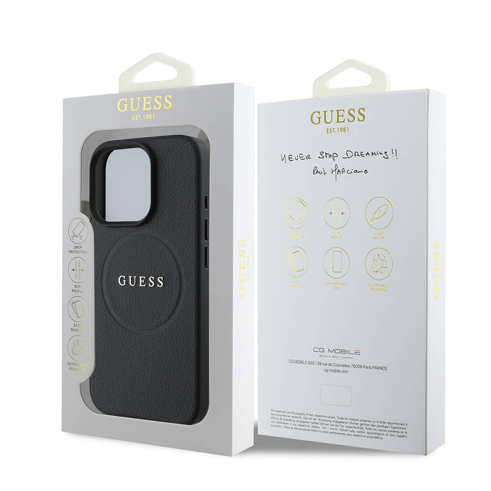 Guess iPhone 16 Pro Max Orjinal Lisanslı Magsafe Şarj Özellikli Yazı Logolu Grained Telefon Kılıfı - 15