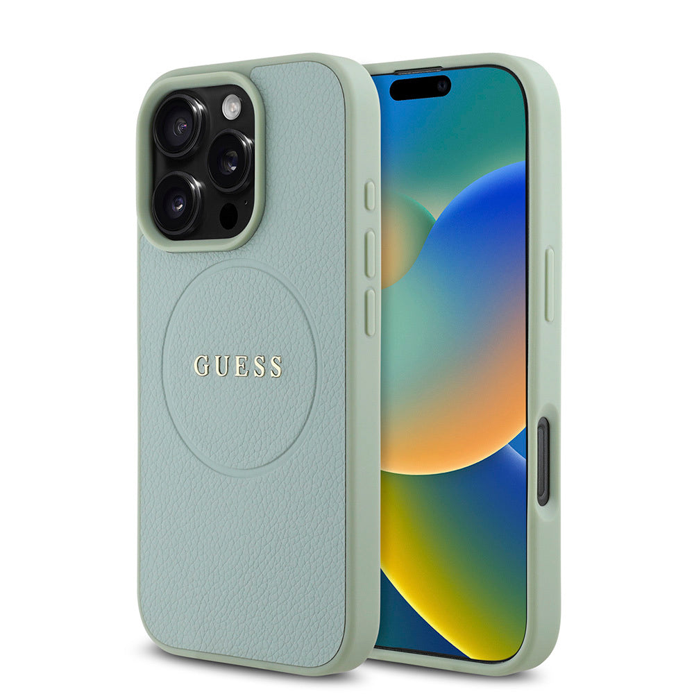 Guess iPhone 16 Pro Max Orjinal Lisanslı Magsafe Şarj Özellikli Yazı Logolu Grained Telefon Kılıfı - 16