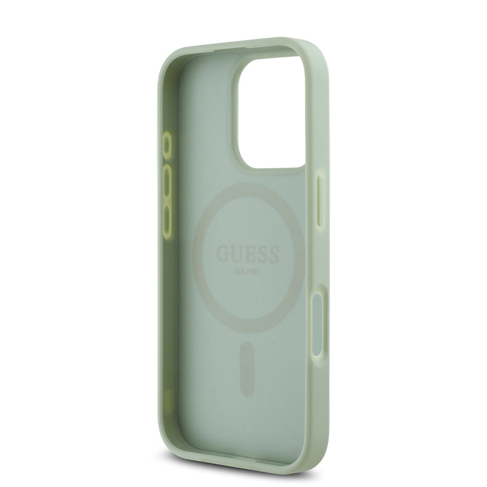 Guess iPhone 16 Pro Max Orjinal Lisanslı Magsafe Şarj Özellikli Yazı Logolu Grained Telefon Kılıfı - 22