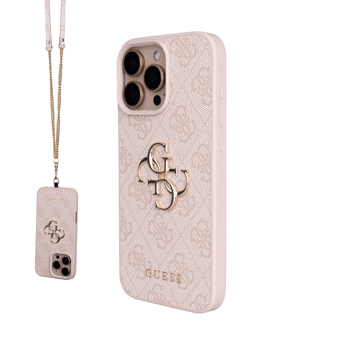 Guess iPhone 16 Pro Max Orjinal Lisanslı PU Deri 4G Büyük Metal Logolu Çapraz Vücut Askılı Telefon Kılıfı