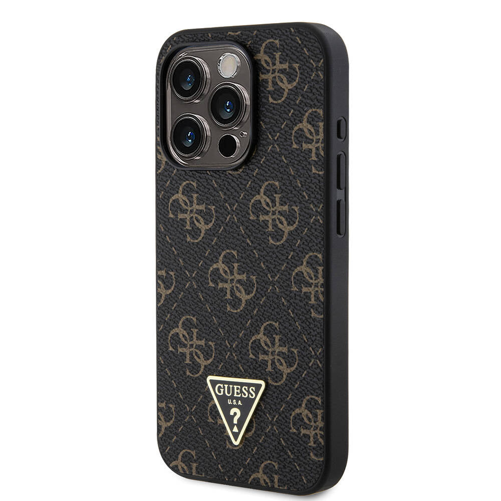 Guess iPhone 16 Pro Max Orjinal Lisanslı PU Deri 4G Desenli Üçgen Logolu Telefon Kılıfı - 2