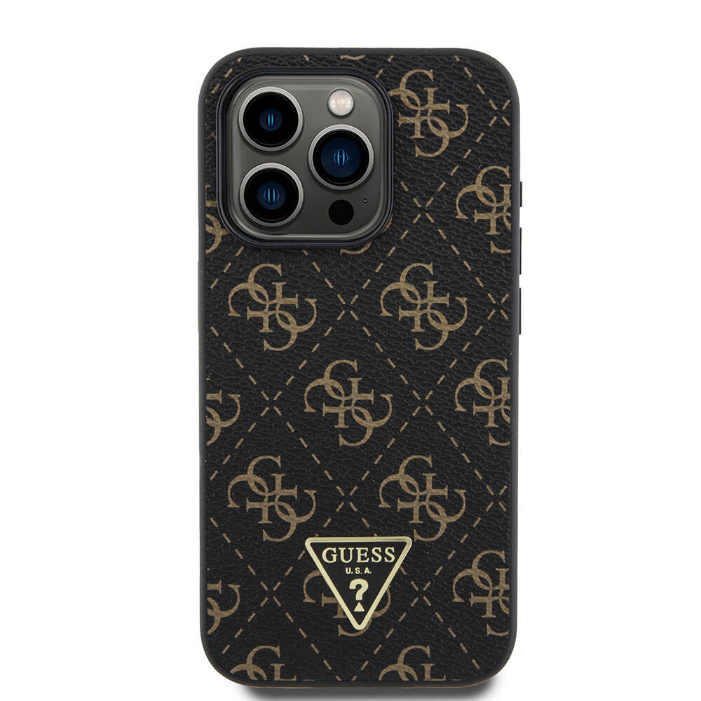 Guess iPhone 16 Pro Max Orjinal Lisanslı PU Deri 4G Desenli Üçgen Logolu Telefon Kılıfı - 3