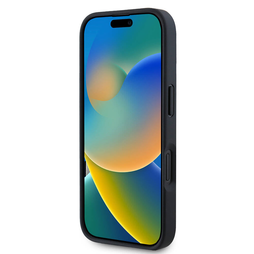 Guess iPhone 16 Pro Max Orjinal Lisanslı PU Deri 4G Desenli Üçgen Logolu Telefon Kılıfı - 5