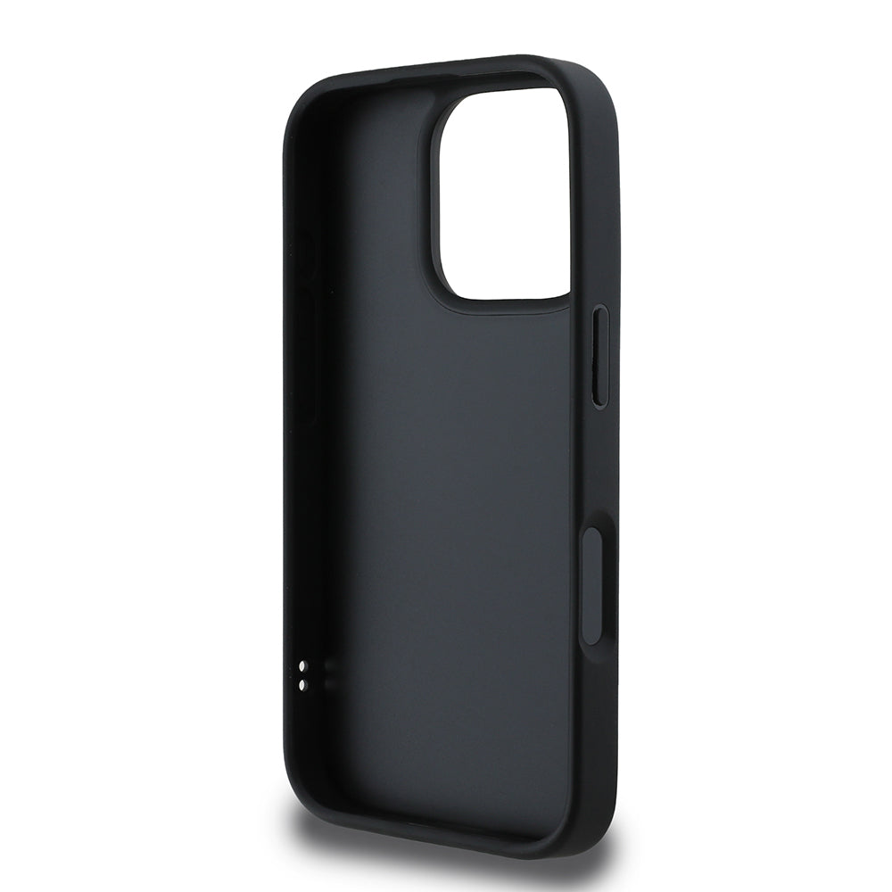 Guess iPhone 16 Pro Max Orjinal Lisanslı PU Deri Metal Yazı Logolu Kapitone Kılıf