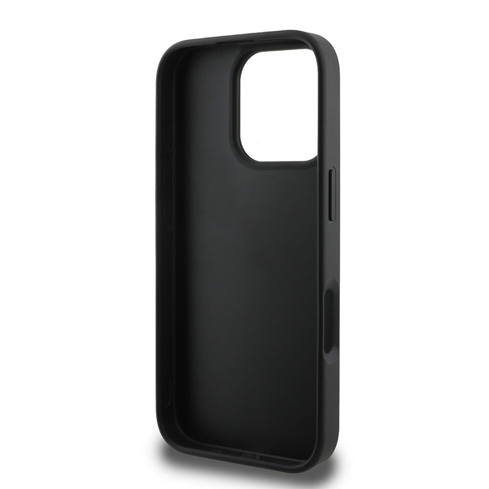 Guess iPhone 16 Pro Max Orjinal Lisanslı PU Deri Şerit Logo Dizaynlı Telefon Kılıfı