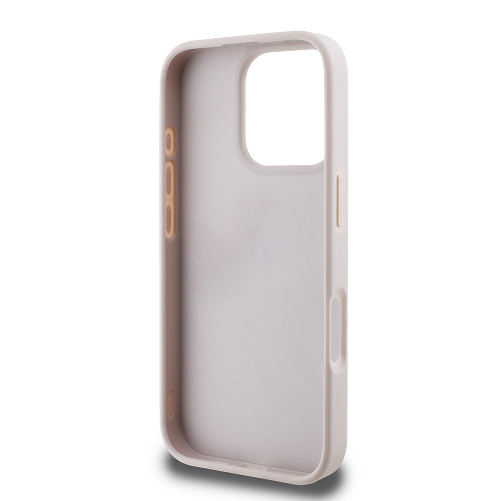 Guess iPhone 16 Pro Max Orjinal Lisanslı PU Deri Şerit Logo Dizaynlı Telefon Kılıfı