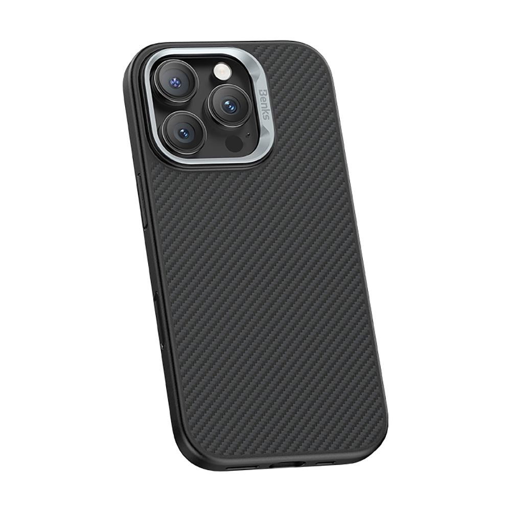 Benks Hybrid ArmorPro 600D iPhone 16 Pro Max Karbon Fiber M-safe Şarj Özellikli Kamera Kontrol Butonlu Kevlar Kılıf