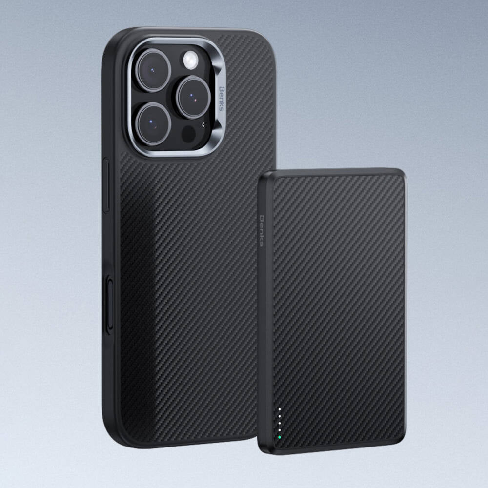 Benks Hybrid ArmorPro 600D iPhone 16 Pro Max Karbon Fiber M-safe Şarj Özellikli Kevlar Kılıf