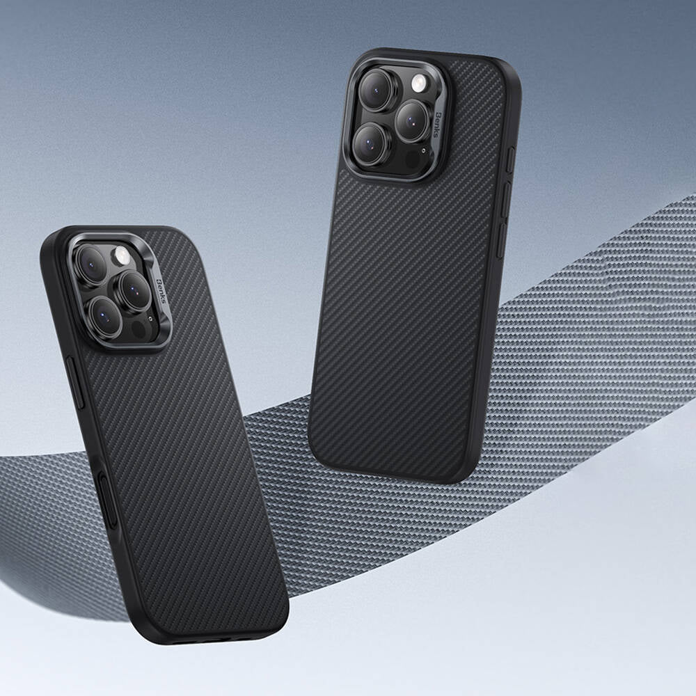 Benks Hybrid ArmorPro 600D iPhone 16 Pro Max Karbon Fiber M-safe Şarj Özellikli Kevlar Kılıf