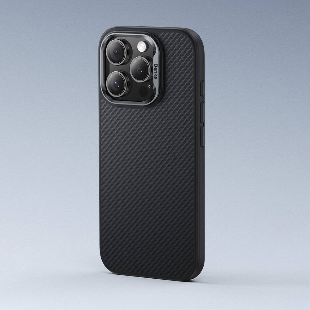 Benks Hybrid ArmorPro 600D iPhone 16 Pro Max Karbon Fiber M-safe Şarj Özellikli Kevlar Kılıf