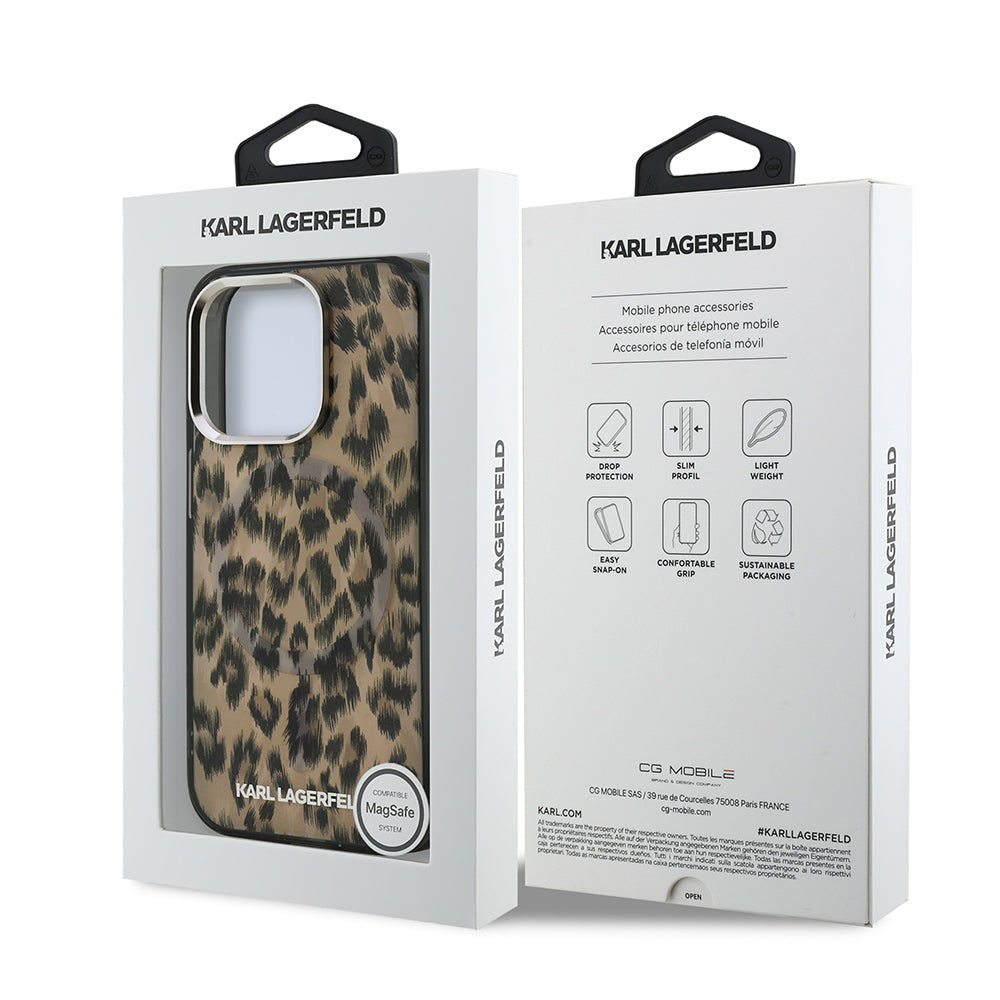 Karl Lagerfeld iPhone 16 Pro Max Orjinal Lisanslı IML Leopar Baskılı Telefon Kılıfı