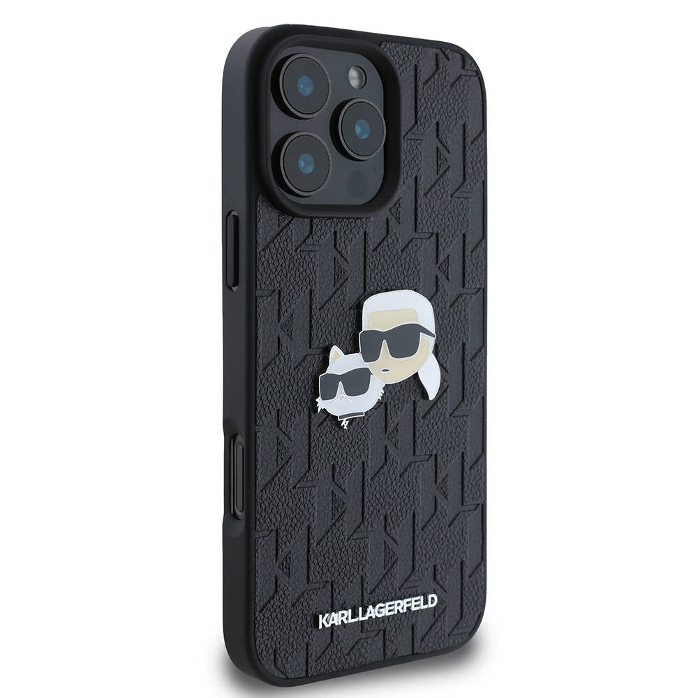 Karl Lagerfeld iPhone 16 Pro Max Orjinal Lisanslı K&C Heads Monogram Pin Telefon Kılıfı - 4