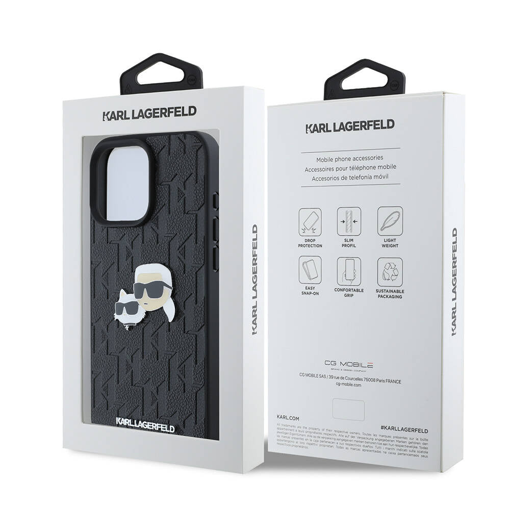 Karl Lagerfeld iPhone 16 Pro Max Orjinal Lisanslı K&C Heads Monogram Pin Telefon Kılıfı - 8
