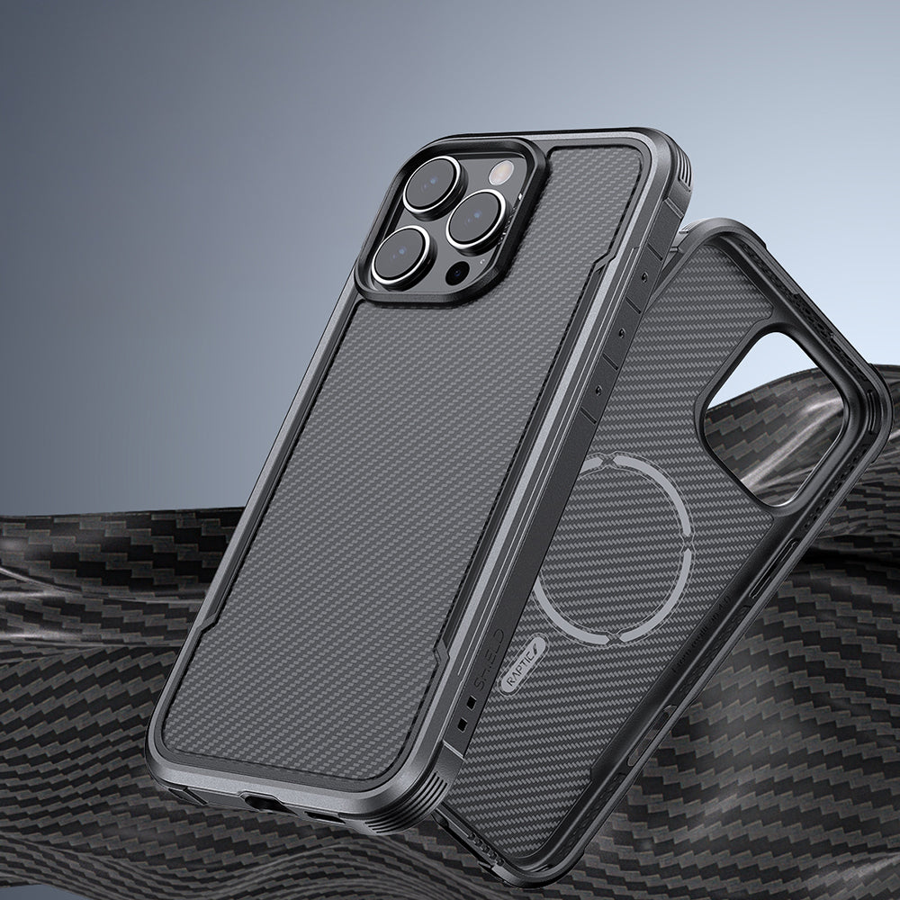Raptic Apex Serisi iPhone 16 Pro Max Kılıf M-safe Airbagli Karbon Fiber Tasarımlı Kılıf