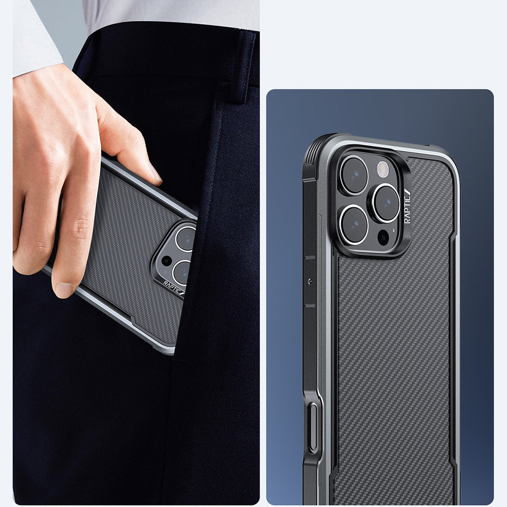 Raptic Apex Serisi iPhone 16 Pro Max Kılıf M-safe Airbagli Karbon Fiber Tasarımlı Kılıf
