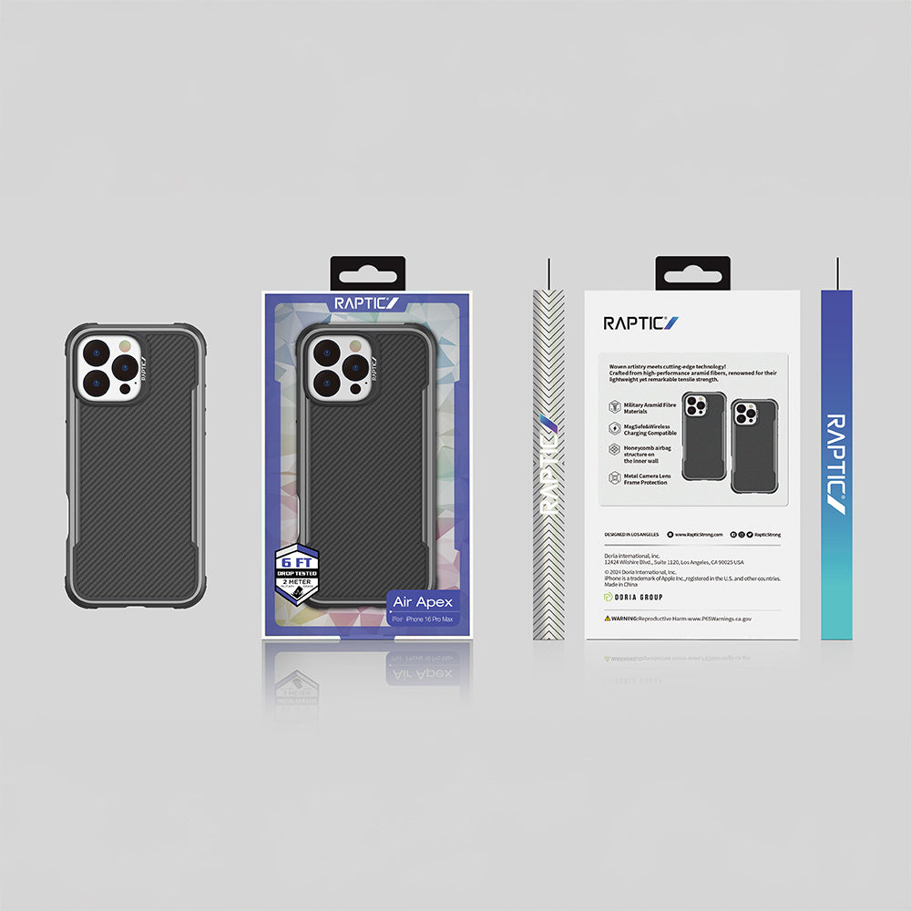 Raptic Apex Serisi iPhone 16 Pro Max Kılıf M-safe Airbagli Karbon Fiber Tasarımlı Kılıf