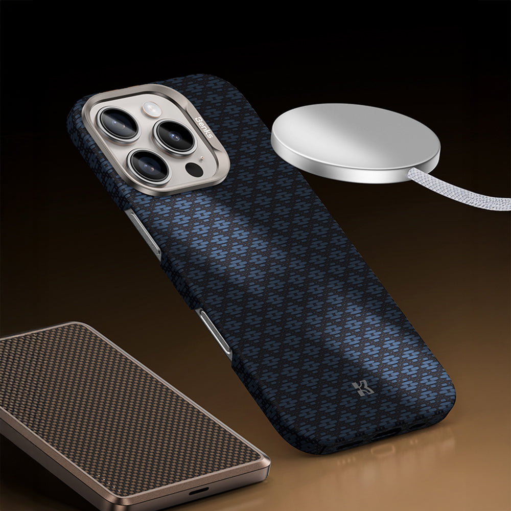 Benks ArmorAir ArmorGrid Serisi iPhone 16 Pro Max M-Safe Şarj Özellikli Kevlar Kılıf