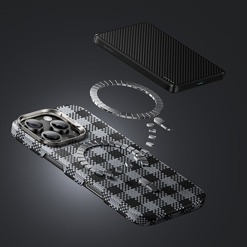 Benks ArmorVichy iPhone 16 Pro Max Magsafe Ekose Tasarımlı Kevlar Kılıf