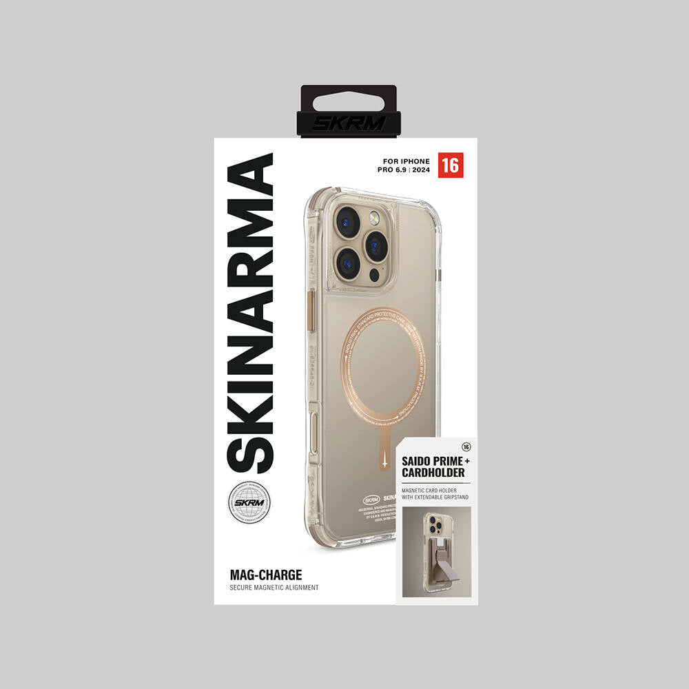 SkinArma Saido Prime iPhone 16 Pro Max M-safe Şarj Özellikli Airbagli Şeffaf Kılıf