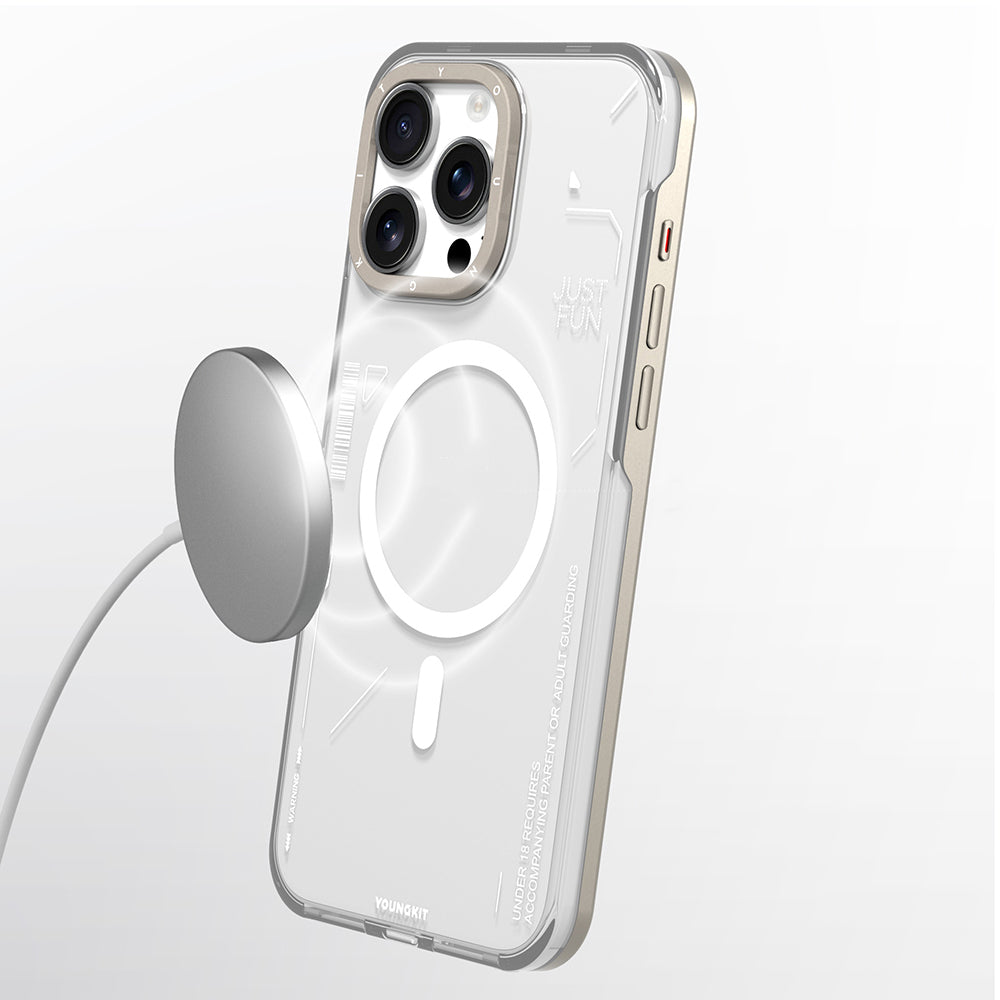 Youngkit Mecha iPhone 16 Pro Max Magsafe Şarj Özellikli Çıkarılabilir Arka Yüzeyli Telefon Kılıfı-6