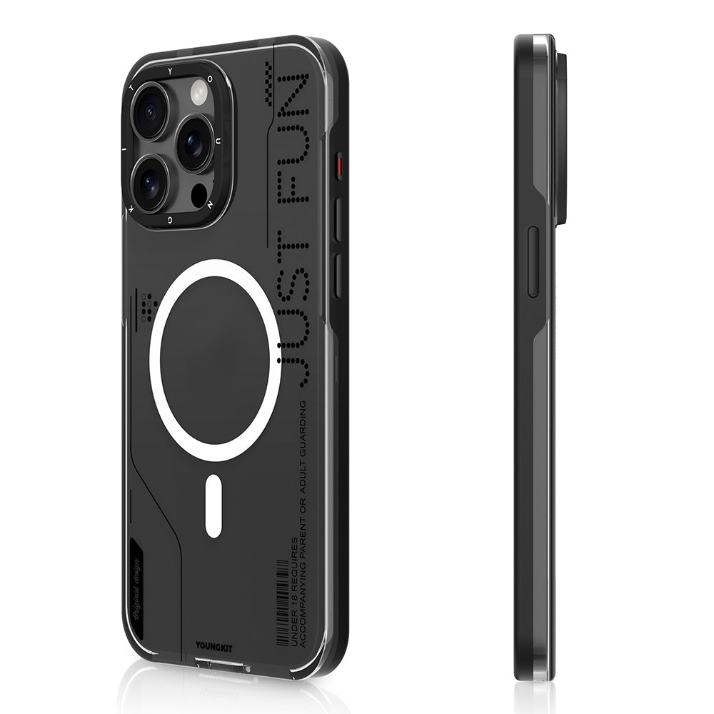 Youngkit Mecha iPhone 16 Pro Max Magsafe Şarj Özellikli Çıkarılabilir Arka Yüzeyli Telefon Kılıfı-2