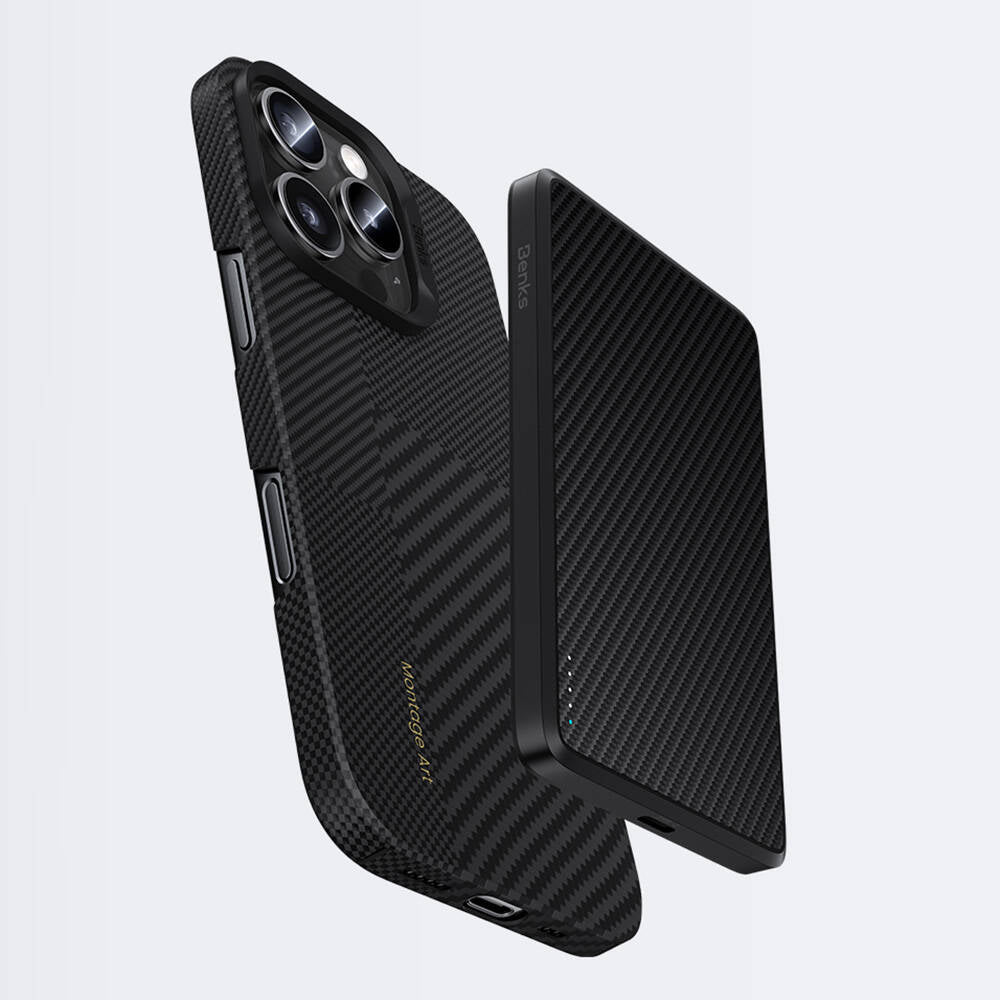 Benks Montage ArmorAir iPhone 16 Pro Max M-safe Şarj Özellikli Karbon Fiber Kevlar Kılıf