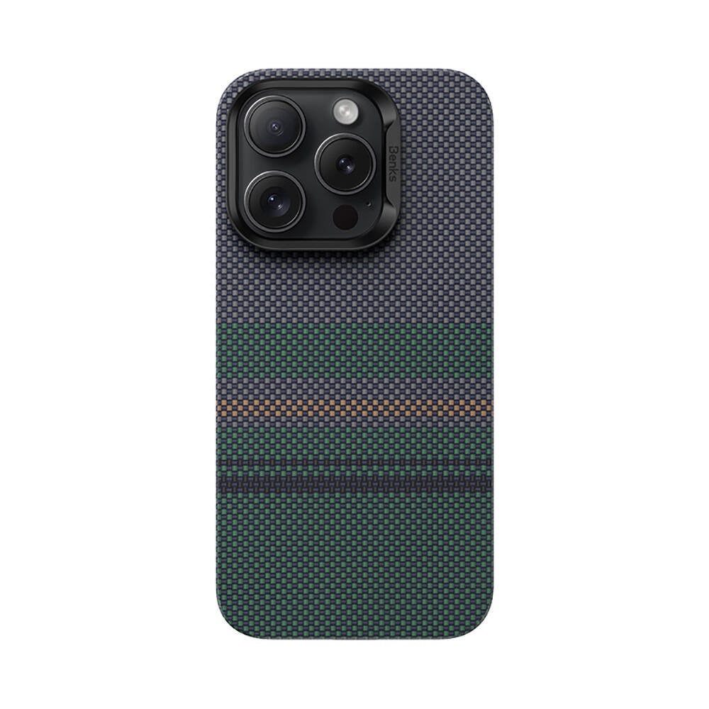 Benks Aurora ArmorAir iPhone 16 Pro Max M-safe Şarj Özellikli Karbon Fiber Tasarımlı Kevlar Kılıf
