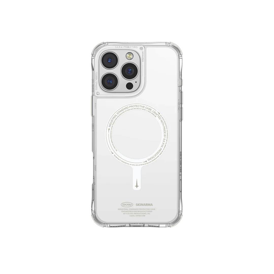 iPhone 16 Pro Max M-safe Şarj Özellikli Şeffaf Airbag Tasarımlı Skinarma Saido Nightglow Kılıf