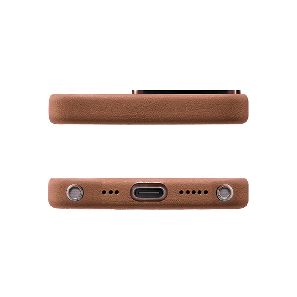 Pynana Dancing Circle Serisi iPhone 16 Pro Max M-safe Şarj Özellikli Standlı Suni Deri Tasarımlı Kılıf