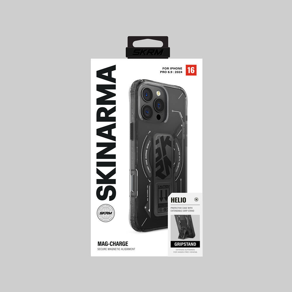 Skinarma Helio iPhone 16 Pro Max M-safe Şarj Özellikli Teknoloji Desenli Standlı Kılıf