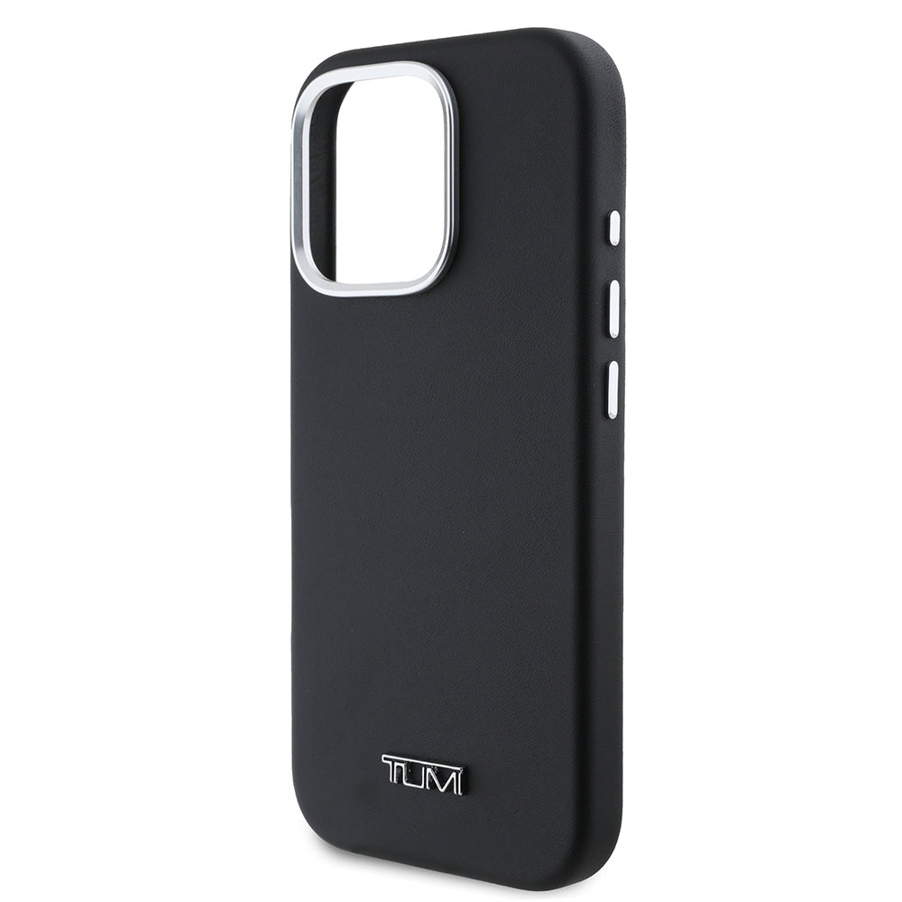 TUMI iPhone 16 Pro Max Orjinal Lisanslı Magsafe Şarj Özellikli Metal Yazı Logolu PU Deri Kılıf