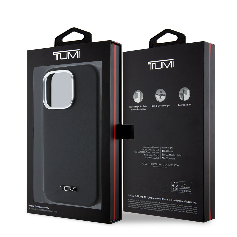 TUMI iPhone 16 Pro Max Orjinal Lisanslı Magsafe Şarj Özellikli Metal Yazı Logolu PU Deri Kılıf
