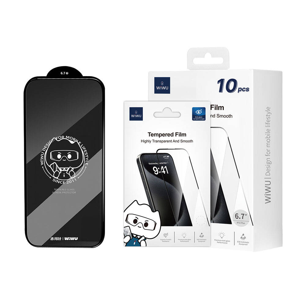 Wiwu GT-008 iPhone 16 Pro Max Polimer Oleofobik Kaplama Şeffaf Pürüzsüz Temperli Cam Ekran Koruyucu 10'lu Paket