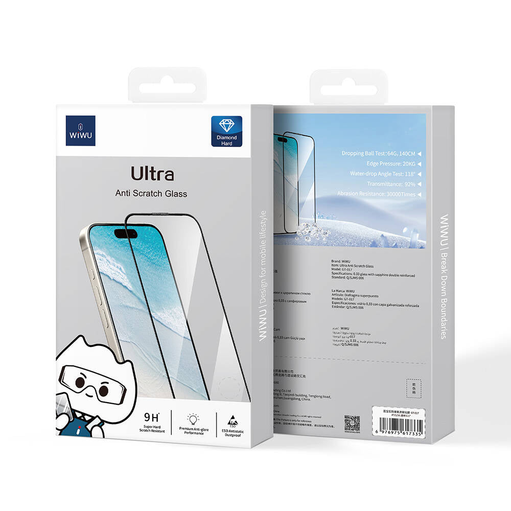 Wiwu GT-017 iPhone 16 Pro Max Safir Kaplama Çizilmeye Dayanıklı Temperli Cam Ekran Koruyucu