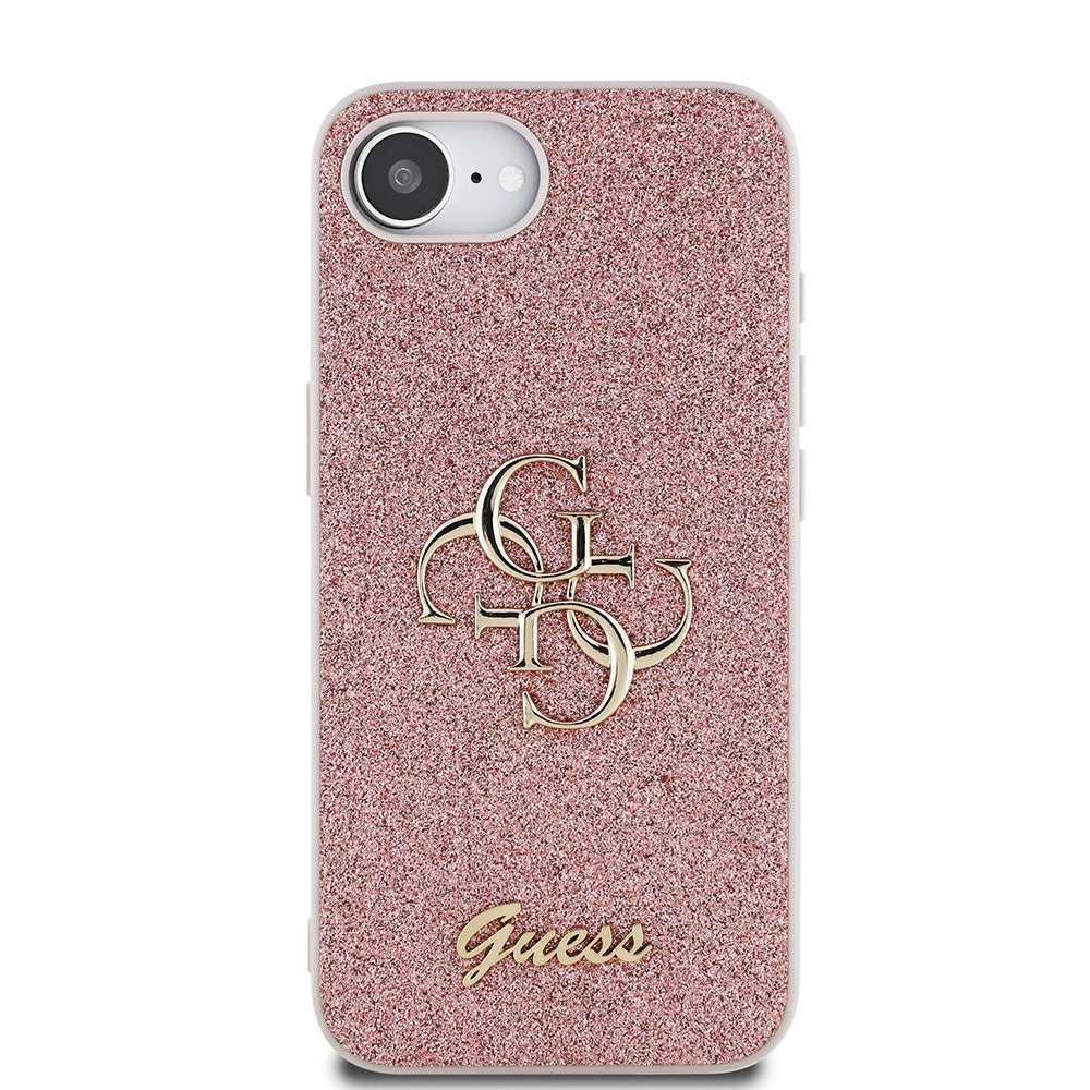 Guess iPhone 16E Orjinal Lisanslı 4G Büyük Metal Logolu Glitter Telefon Kılıfı