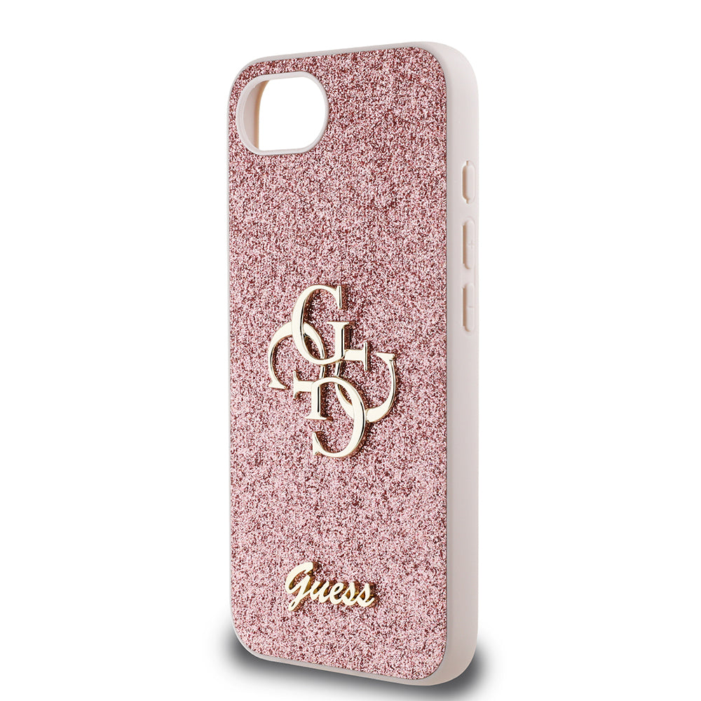Guess iPhone 16E Orjinal Lisanslı 4G Büyük Metal Logolu Glitter Telefon Kılıfı