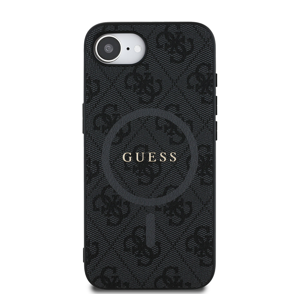 Guess iPhone 16E Orjinal Lisanslı Magsafe PU Halkalı 4G Desenli Yazı Logolu Telefon Kılıfı