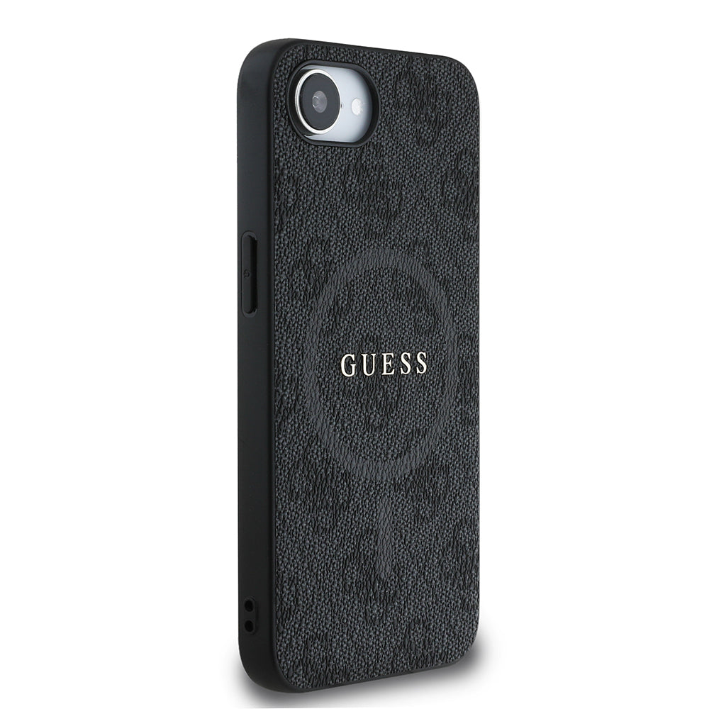 Guess iPhone 16E Orjinal Lisanslı Magsafe PU Halkalı 4G Desenli Yazı Logolu Telefon Kılıfı