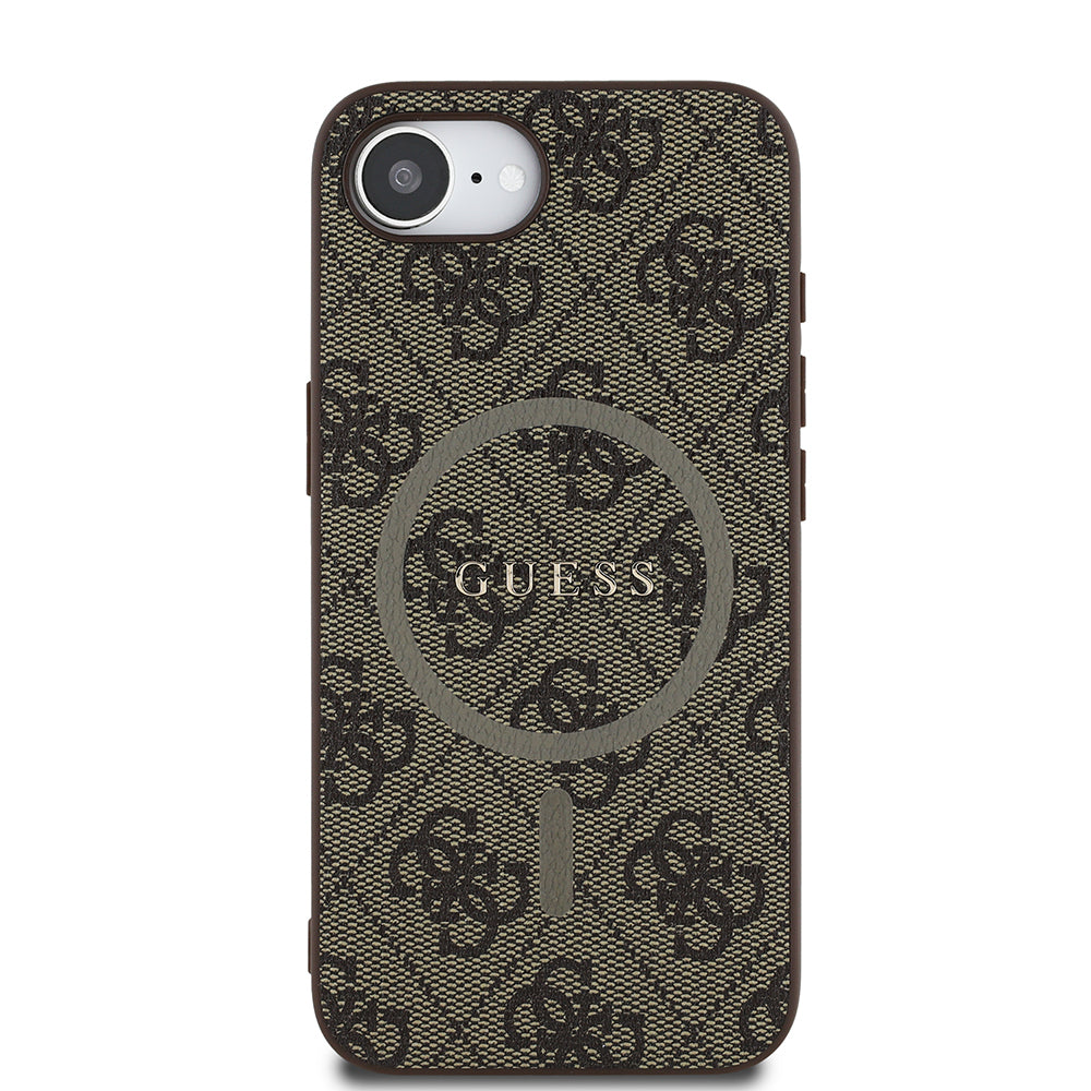 Guess iPhone 16E Orjinal Lisanslı Magsafe PU Halkalı 4G Desenli Yazı Logolu Telefon Kılıfı