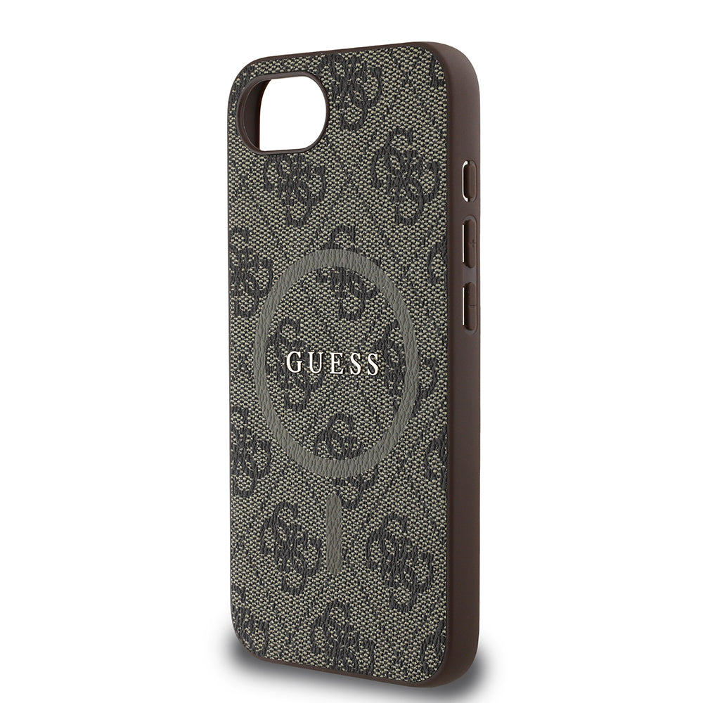 Guess iPhone 16E Orjinal Lisanslı Magsafe PU Halkalı 4G Desenli Yazı Logolu Telefon Kılıfı