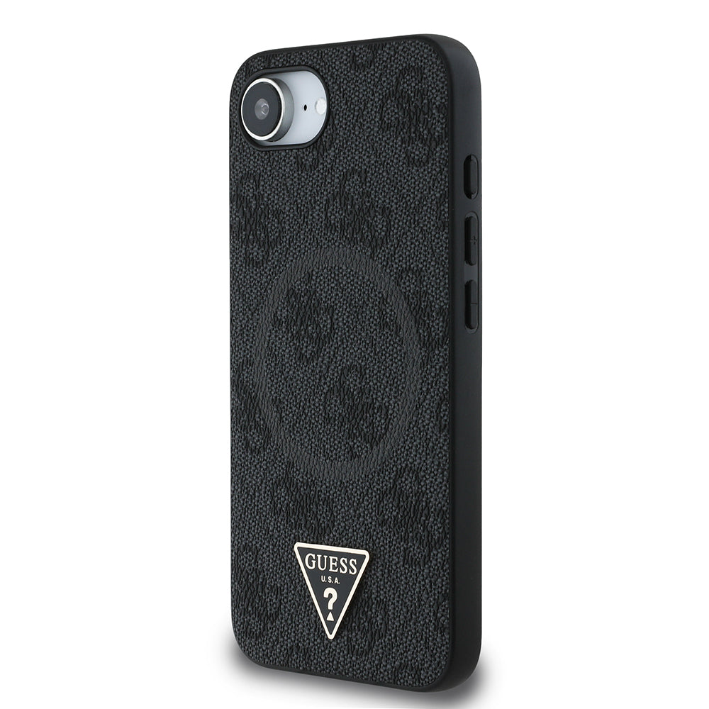 Guess iPhone 16E Orjinal Lisanslı Magsafe PU Üçgen Logo 4G Desenli Telefon Kılıfı