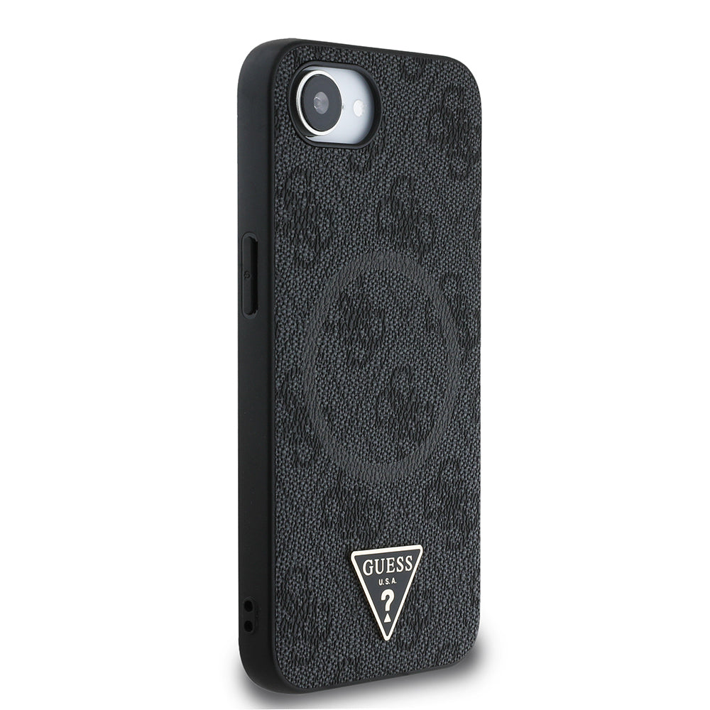 Guess iPhone 16E Orjinal Lisanslı Magsafe PU Üçgen Logo 4G Desenli Telefon Kılıfı