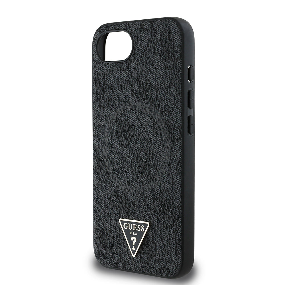 Guess iPhone 16E Orjinal Lisanslı Magsafe PU Üçgen Logo 4G Desenli Telefon Kılıfı